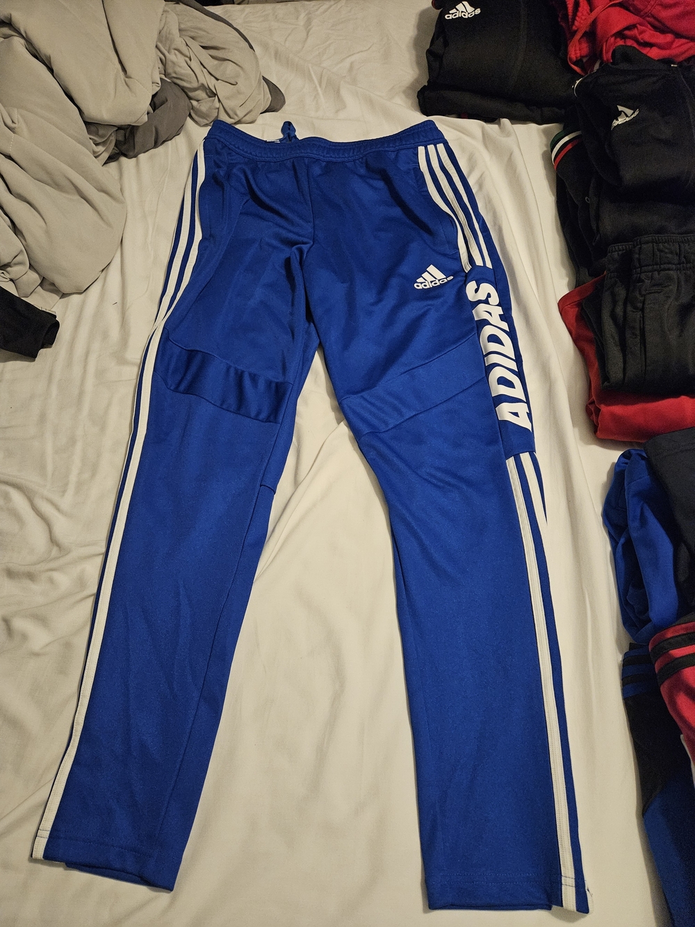 adidas Royal Blue Mens Track Pants with White Stripes